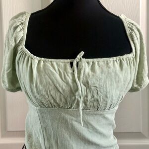 Soft Sage Green Puff Sleeve Top